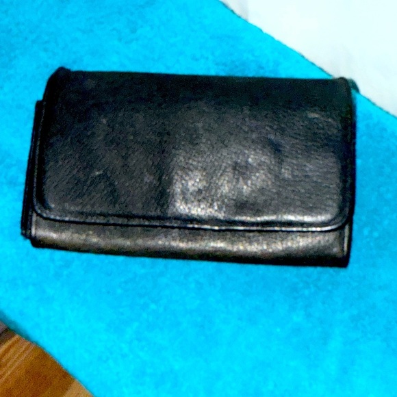 Vintage Wilson's Soft Pebbled Leather Black Accordion Clutch Wallet Bag - Picture 1 of 5